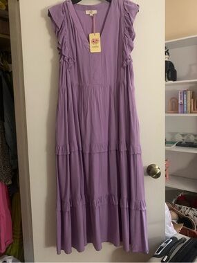 Lavender Ruffle Sleeve Maxi Dress